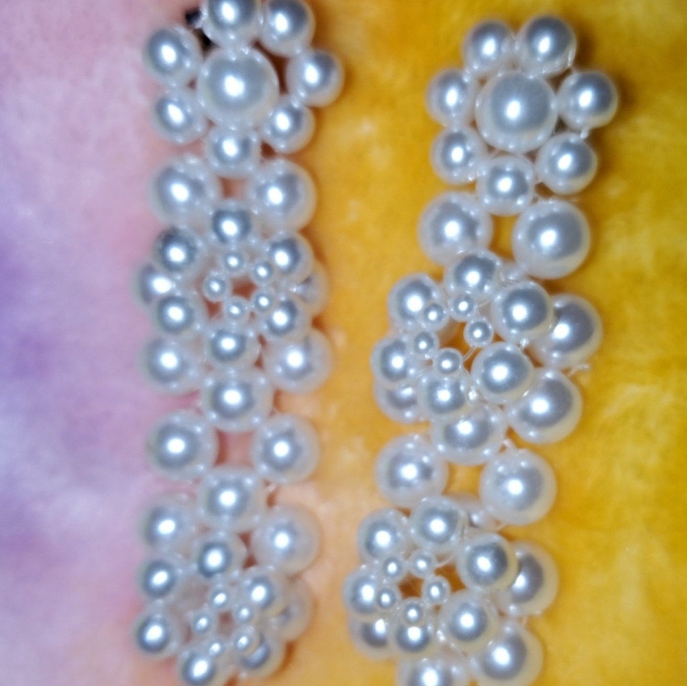 Faux white pearl earrings for pierced ears